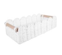 DIYEAH Petit Panier Rectangulaire avec Poignées Intégrées Style Bohème | Structure Tressée du Saule, Facile à Transporter, pour Magazines et Télécommandes Bureau