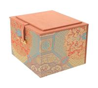 DIYEAH Petite Boîte Présent Vintage en Velours Orange 13,5 X 12 X 9,5 Cm avec Couvercle, Coffret D'emballage pour Bijoux, Bracelets et Boucles D'oreilles, Boîte de Rangement Élégante