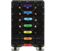 DIYEAH Pilulier Semainier Portable 28 Compartiments, Organisateur de Médecine de Voyage Compact, Étui Étanche Brun, Distributeur Résistant pour Rangement Remède Matin-midi-soir, Usage