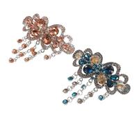 DIYEAH Pince à Cheveux en Métal avec Décorations Brillantes et Pampilles Style Gland, Lot de 2, Élégante et Moderne, pour Mariage ou Banquet, Ne Tombe Pas Facilement Couleur Aléatoire