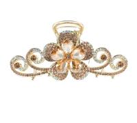 DIYEAH Pince à Cheveux Grosse Taille pour Chignons et Queues de Cheval, Clip Multifonction en Alliage Double Face Strass de Fleur, Accessoire Élégant pour Femmes