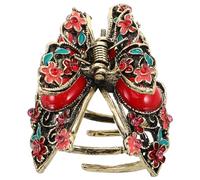 DIYEAH Pince à Cheveux Rétro en Alliage Rouge Strass, Griffes de Taille Moyenne pour Coiffures Élégantes, Accessoire Traditionnel Chinois pour Femmes et Filles, pour Mariage et Usage