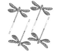 DIYEAH Pinces à Cheveux Décoratives et Pratiques en Alliage Argenté Libellule Lot de 4 Fête de Fin d'Année pour Femme et Garçon et Filles