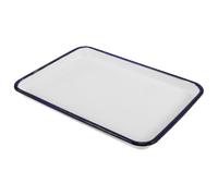 DIYEAH Plaque de Cuisson Émaillée Rectangulaire Blanche, Bord Relevé, | Surface Lisse Antiadhésive en Émail, Design Vintage, pour Cookies, Fruits et Préparation Alimentaire