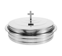 DIYEAH Plat de Communion Grosse Capacité, Design Empilable et Rond en Acier Inoxydable Argenté Couvercle Facile à Nettoyer, Maison et L'église