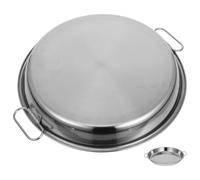 DIYEAH Plat de Cuisson Rond en Acier Inoxydable 304 Poignées Ergonomiques Diamètre 32 CM Plateau Multifonction pour Rôtir Cuire à la Vapeur et Servir Viandes et Légumes Ustensile