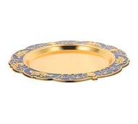 DIYEAH Plat de Service Rond en Métal 25 CM Plateau à Fruits et Desserts Plateau de Présentation Polyvalent pour Maison Hôtel et Salon Assiette Alimentaire Robuste et Élégante