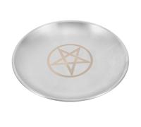 DIYEAH Plateau D'autel Pentagramme en Acier Inoxydable Rond, Plaque Porte-Bougie Rituelle, Support Multipurpose pour Cérémonie Et Décoration Spirituelle, Pièce Décorative Sacrificielle