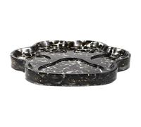 DIYEAH Plateau en Résine Forme Patte de Chat Noir Obsidienne Bol Porte-Cristaux Naturel Coupelle à Bijoux pour Rangement Pierres de Guérison et Huiles Essentielles Décoration Zen