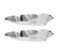 DIYEAH Plats à Huîtres Multifonctionnels et Faciles à Nettoyer Lot de 2 en Acier Inoxydable Argenté pour Dîners Formels et Réunions Familiales