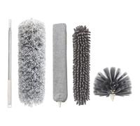 DIYEAH Plumeau en Microfibre Multi-têtes Manche Allongé, Dépoussiéreur pour Ventilateur de Plafond et Voiture, Brosse Chenille Lavable Poussière pour Ménage et Nettoyage des Surfaces