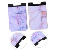 DIYEAH Pochette Adhésive Porte-Cartes pour Téléphone Portable Multifonction, Lot de 2, Support Adhésif Solide, Design Marbre Rouge et Violet, Format Standard Compatible Cartes,