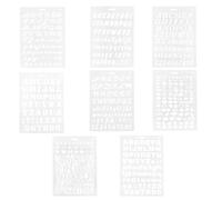 DIYEAH Pochoirs Alphabet en Plastique Réutilisables - Lot de 8 Pochoirs Lettres Chiffres et Symboles - Matrices pour Peinture Aérographe et Loisirs Créatifs - Décoration Murale et DIY