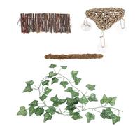 DIYEAH Pont en Bois Naturel, Hamac Triangulaire Suspendu, Mousse Décorative et Branche Herbacée - Structure d'escalade pour Reptiles, Lézards et Serpents, Accessoires de Jeu