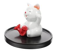 DIYEAH Porcelaine Brûleur Aromatique Chat Décoratif pour Usage Quotidien Support Aromatique Délicat pour Bureau Plateau Cendrier Zen pour Méditation et Relaxation