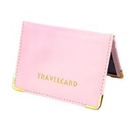 DIYEAH Porte-Cartes De Protection Ultra-Fin Titulaire Cartes Cuir PU Compact Rose Résistant à L’Eau pour Voyageur Professionnel Paquet à Main Et Carte Bancaire