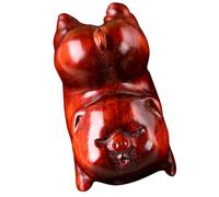 DIYEAH Porte-Clés Pendentif en Bois de Santal de Cochon Sculpture Rétro Artisanale Décoration Suspendue Solide Breloque Cochon Bois pour Bricolage et Accessoires Créatifs