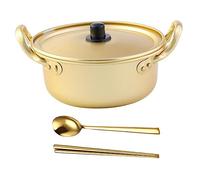 DIYEAH Pot à Nouilles Coréen Aluminium avec Baguettes Dorées Casserole Légère pour Ramen Soupe et Cuisson Facile à Nettoyer