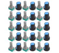DIYEAH Potentiomètre Rotatif 3 Pattes Réglable 10kω B103 avec 40 Capuchons de Bouton Ag2 en Plastique Noir, Ensemble pour Contrôle Audio, Mixeur DJ et Remplacement Boutons