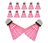 DIYEAH Présent Rentrée Lot de Volant Badminton 12Pcs Plastique Stable | Nylon Rose, Volants de Rebond de Badminton, Jeu Plein Air pour Étudiants et Professeurs