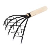 DIYEAH Râteau à Fruits de Mer avec Filet pour Creuser Palourdes et Coquillages Manche Bois Antidérapant Outil Pratique pour Mer et Nettoyage de Boue Griffes Tranchantes pour Creusage