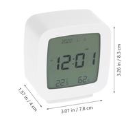 DIYEAH Réveil Électronique Blanc Compact Écran Numérique Grand Affichage Température et Humidité Horloge de Bureau Multifonction Adaptée pour Chambre d'Garçon et Filles Bureau et