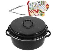 DIYEAH Roaster en Émail Noir Grille, Plat à Rôtir Pratique pour Four Multifonction, Distribution Uniforme Chaleur et Facile à Nettoyer, Cuisine