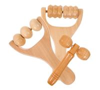 DIYEAH Rouleaux de Massage en Bois 3 Pièces pour Pieds, Dos et Visage - Outil Manuel de Massage des Tissus Profonds, Grand Rouleau Facial et Rouleau à Billes, Kit Ergonomique pour