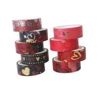 DIYEAH Rubans Washi Décoratifs pour Bricolage Saint-Valentin 9 Rouleaux de Rubans Adhésifs Papier Motifs Cœur Doré pour Scrapbooking Journal Intime et Décoration Présent