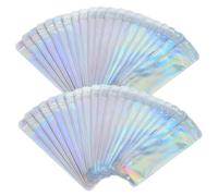 DIYEAH Sachets Refermables - 100 Sachets Cellophane Holographique Auto-scellants - Idéals pour Le Brillant À Lèvres Les Bijoux Les Cosmétiques Et Les Stylos - Matériau PP - Sachet