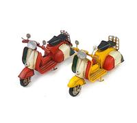 DIYEAH Scooter Modèle Rétro Métal Artisanal Italien Décoration Vintage pour Maison Bar Rouge