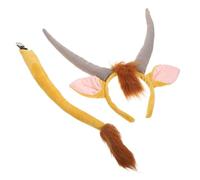 DIYEAH Serrage-Tête Cornes d'Antilope Jaune Marron avec Queue Accessoires de Costume de Cosplay pour Garçon et Filles Bandeau Animal 2 Pièces pour Déguisement Fête et Carnaval