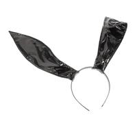 DIYEAH Serrage-tête Lapin en Cuir Noir Oreilles Pointues, Bandeau Lapin pour Femmes, Accessoire de Fête Cosplay Pâques Halloween, Bandeaux de Fête pour Adultes, Coiffure Costume Soirée
