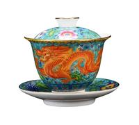 DIYEAH Service à Thé Gaiwan Céramique Légère et Résistante Chaleur avec Tasse Bol et Soucoupe pour Infusion de Thé Noir et Floral Ensemble Pratique pour Amateurs et Réunions de