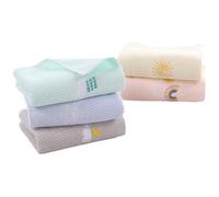 DIYEAH Serviette Nettoyante Visage Mains, Lot de 5 Petites Serviettes en Coton Absorbant, Brodées, Couleurs Assorties, pour Soins Bébé et Garçon et Filles