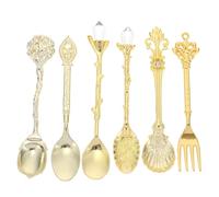 DIYEAH Set de 6 Cuillères à Café Rétro Style Tribunal en Alliage, Cuillères à Mélanger Créatives et Sculptées pour Maison et Salon de Thé