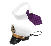 DIYEAH Set de Costume Yacht Capitaine pour Chat et Chien avec Chapeau Brodé et Noeud Ajustable Accessoires Légers et Confortables pour Fêtes et Anniversaires