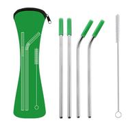 DIYEAH Set de Pailles Acier Inoxydable avec Embouts Silicone Antirayures Réutilisables pour Smoothies Boissons Chaudes et Froides Usage Familial et Professionnel Couleur Aléatoire