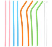 DIYEAH Set de Pailles Silicone Réutilisables avec Droites Courbées et Brosses de Nettoyage Pailles Durables pour Boissons Chaudes et Froides Nettoyage Facile pour Boissons Écologiques