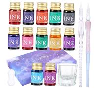 DIYEAH Set de Stylos Verre Délicats Faits Main avec Encre Colorée pour Calligraphie Dessin et Artistique Kit Durable et Pratique pour Décoration et