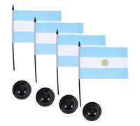DIYEAH Sets de Drapeaux de Table Argentins avec Base Lot de 4 avec Polyester et Plastique, Décoration Pratique pour Événements Internationaux et Bureaux Réutilisable