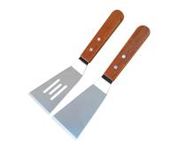 DIYEAH Spatule de Cuisine Acier Inoxydable avec Manche Bois Mini Pelle à Frire Perforée pour Bbq Retourneur à Pâtisserie et Viandes Ustensile Léger pour Œufs Burgers et Galettes