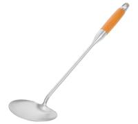 DIYEAH Spatule Wok Inox Acier Inoxydable avec Manche en Bois Isolant, Ustensile Cuisine pour Restaurant et Sauté, Cuillère à Frire Anti-brûlure et Douce pour Poêles, Design Sans Coutures