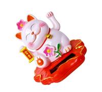 DIYEAH Statue De Chat Maneki Neko Agitant La Main, Décoration Rose Fleur en Résine, Figurine Chance Et Richesse, Accessoire Tableau De Bord Voiture Et Camping-Car, Ornement Décoratif Feng Shui