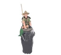 DIYEAH Statue de Pêcheur Feng Shui pour Bord D’Aquarium en Plastique | Décoration D’aquarium de Table, Pose Stable et Installation Facile, Style Asiatique Zen pour Bol Rond