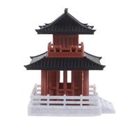 DIYEAH Statue du Pavillon, Décoration D’Aquarium, Modèle Architectural Chinois, Pagode Miniature Double Étage en Plastique, Style Vintage, Ornement de Terrarium et Jardin