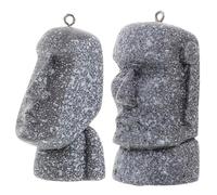 DIYEAH Statues Miniatures Moai Île De Pâques 2 Pièces Décoration Pierre Solide Maison Bureau Pâques Présent Compact