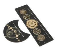 DIYEAH Support de Cartes de Tarot en Bois Foncé et Lune 2 Pièces, Organisateur Élégant Rectangulaire et Rangement Facile pour Activités de