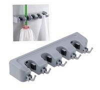 DIYEAH Support Mural Multifonction Positions Crochets Abs pour Balais et Serpillières Charge par Crochet Installation Facile avec Vis Organisateur Pratique pour Salle de Bain et