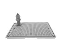 DIYEAH Support pour Toilettes D’Intérieur pour Chiots avec Colonne D’Apprentissage Bac à Litière Réutilisable en Plastique Gris Clair Urinoir Compact pour Chiens Tapis Drainant pour